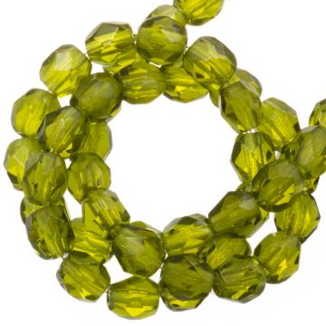 DQ Fire Polished Facetkralen (4 mm) Olivine (50 Stuks)