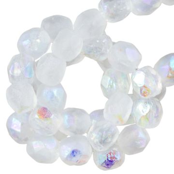 DQ Fire Polished Facetkralen (3 mm) Crystal Etched AB Full (50 Stuks)