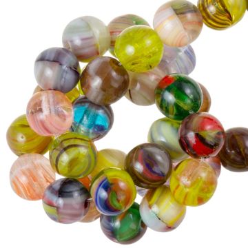 DQ Glaskralen Marble (4 mm) Multicolor (48 stuks)