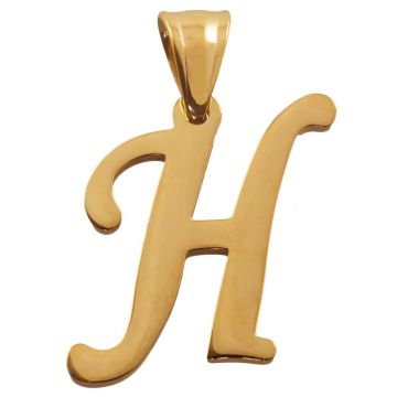Stainless Steel Initiaal Hanger H (35 x 22 x 2 mm) Goud (1 Stuk)