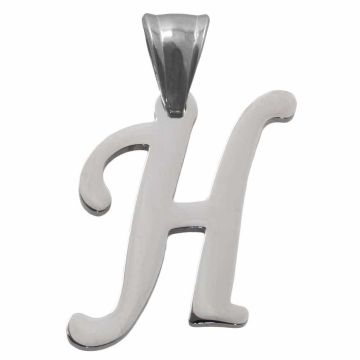 Stainless Steel Initiaal Hanger H (35 x 22 x 2 mm) Antiek Zilver (1 Stuk)