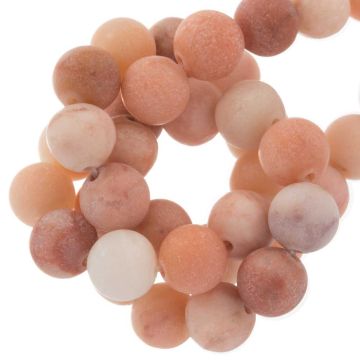 Roze Jade Frosted Kralen (8 mm) 45 stuks