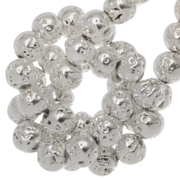 Lava Electroplated Kralen (4 mm) Zilver (88 Stuks)