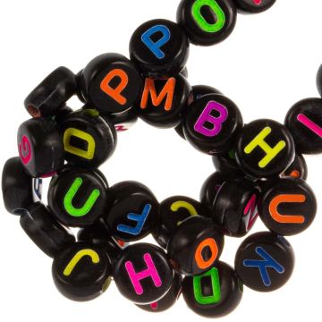 Letterkralen Mix Compleet Alfabet (7 x 4 mm) Black-Mix Color (26 x 5 letters)