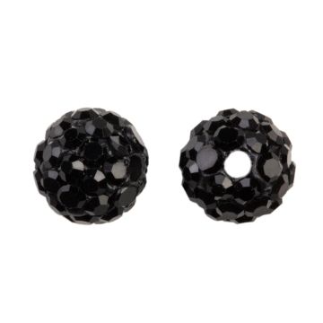 Shamballa kralen (6 mm) Black (5 stuks)