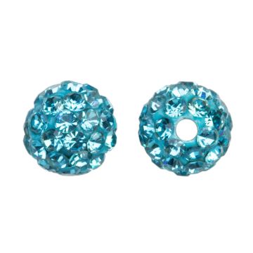 Shamballa kralen (6 mm) Aquamarine (5 stuks)