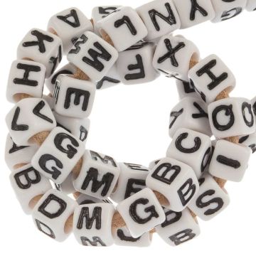Letterkralen Mix (6 x 6 mm) White-Black (100 stuks)