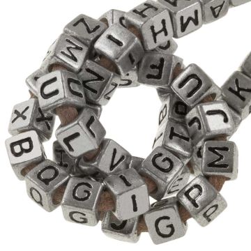 Letterkralen Mix (6 x 6 mm) Silver-Black (200 stuks)