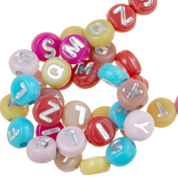 Letterkralen Mix (7 x 4 mm) Mix Color-Silver (200 stuks)