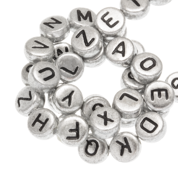 Letterkralen Mix (7 x 3.5 mm) Silver-Black (200 stuks)