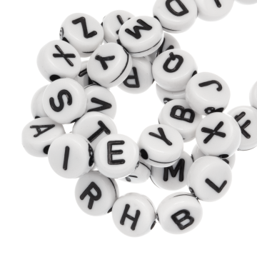 Letterkralen Mix Compleet Alfabet (7 x 4 mm) White-Black (26 x 5 letters)