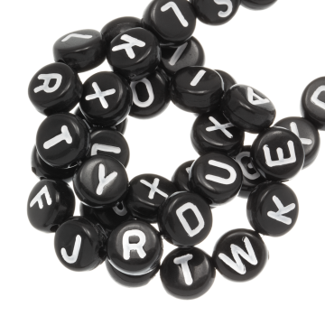 Letterkralen Mix (7 x 4 mm) Black-White (200 stuks)