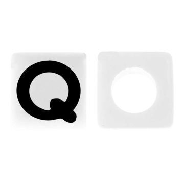 Letterkralen Q (7 x 7 mm) White-Black (50 stuks)