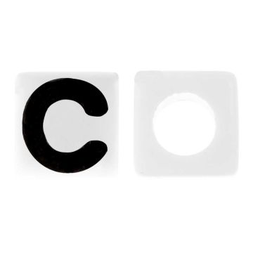 Letterkralen C (7 x 7 mm) White-Black (50 stuks)