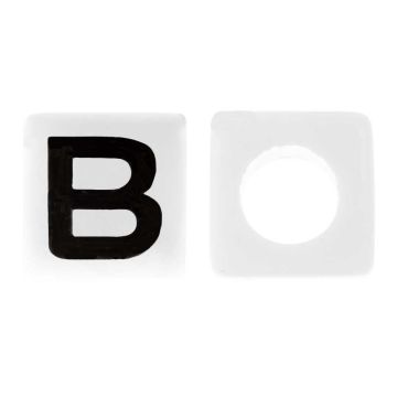Letterkralen B (7 x 7 mm) White-Black (50 stuks)