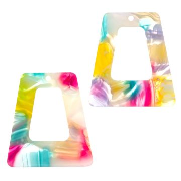 Resin Hanger Trapezium (29.5 x 27 x 2.5 mm) Pop Art (2 Stuks)