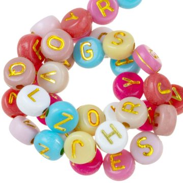 Letterkralen Mix (7 x 4 mm) Mix Color-Gold (200 stuks)