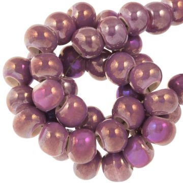 Keramiek Kralen Parelmoer Look (7 x 5 mm) Orchid (25 Stuks)