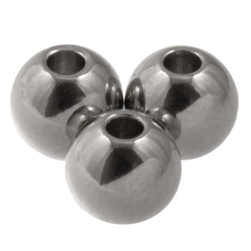 Stainless Steel Kralen (8 mm) Antiek Zilver (25 Stuks)