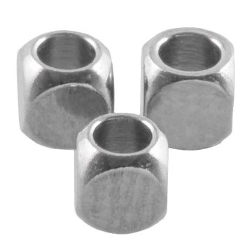 Stainless Steel Kralen Kubus (2 x 2 mm) Antiek Zilver (25 Stuks)