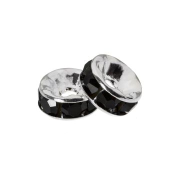 Rhinestone Spacer Kralen (4 x 2 mm) Black (10 Stuks)