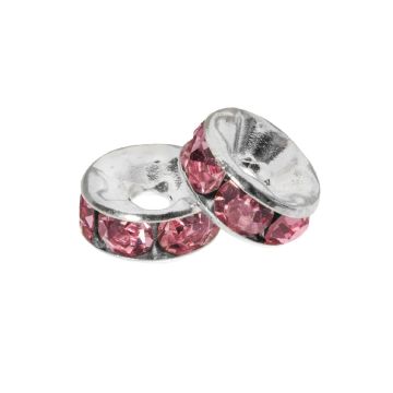 Rhinestone Spacers (4 x 2 mm) Pink (10 Stuks)