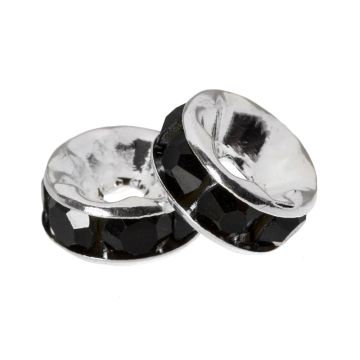 Rhinestone Spacer Kralen (6 x 3 mm) Black (10 Stuks)