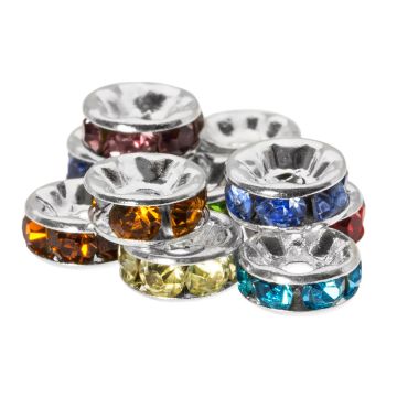 Rhinestone Spacer Kralen (6 x 3 mm) Mix Color (10 Stuks)