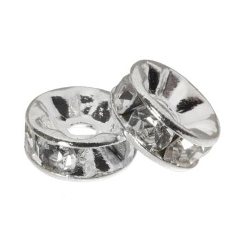 Rhinestone Spacer Kralen (6 x 3 mm) Clear Crystal (10 Stuks)