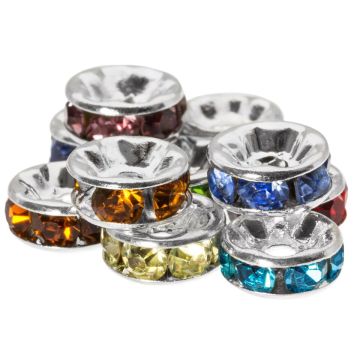 Rhinestone Spacer Kralen (8 x 4 mm) Mix Color (10 Stuks)