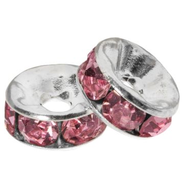 Rhinestone Spacer Kralen (8 x 4 mm) Pink (10 Stuks)