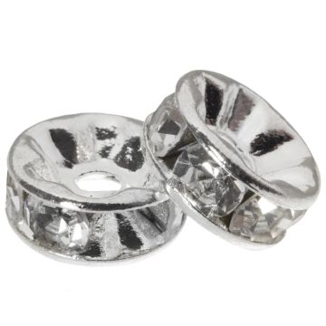 Rhinestone Spacer Kralen (8 x 4 mm) Clear Crystal (10 Stuks)