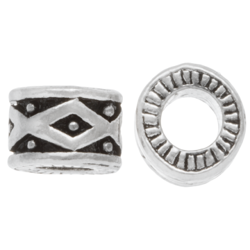 Metalen Kralen Groot Gat (10 x 7 mm) Antiek Zilver (5 stuks)