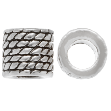 Metalen Kralen Groot Gat (9 x 8 mm) Antiek Zilver (5 stuks)