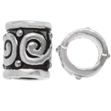 Metalen Kralen Groot Gat (9 x 5 mm) Antiek Zilver (25 stuks)