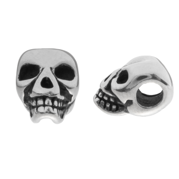 Stainless Steel Kraal Groot Gat (13 x 8 x 8.5 mm) Antiek Zilver (1 Stuk)