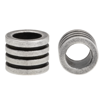 Stainless Steel Kraal Groot Gat (10 x 8 mm) Antiek Zilver (1 Stuk)