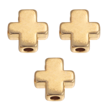 Metalen Kralen Kruis (8 x 8 x 3.8 mm) Goud (40 Stuks)