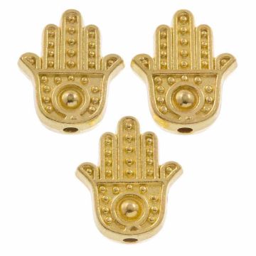 Metalen Kralen Hamsa (12 x 10 x 2.5 mm) Goud (10 Stuks)
