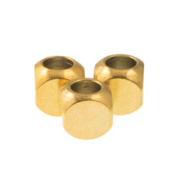 Stainless Steel Kralen Kubus Groot Gat (6 x 6 mm) Goud (10 Stuks)