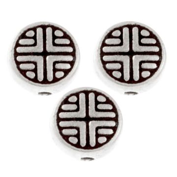 Tibetaanse Metalen Kralen (6.5 x 3 mm) Antiek Zilver (10 Stuks)