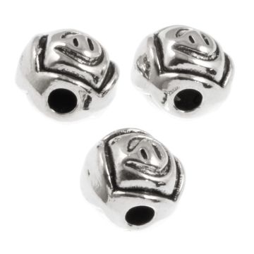 Tibetaanse Metalen Kralen (7 mm) Antiek Zilver (25 Stuks)