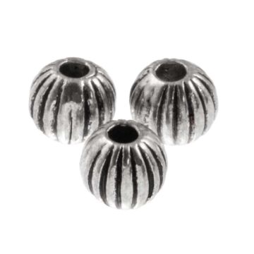 Tibetaanse Metalen Kralen (4 mm) Antiek Zilver (35 Stuks)