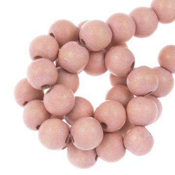 Houten Kralen Vintage Look (12 mm) Misty Rose (70 stuks)