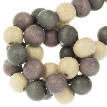 metallic mix color houten kralen  glitter 8 mm 