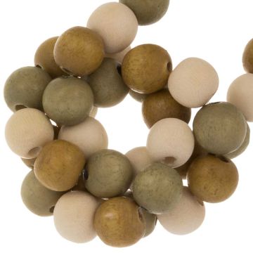 metallic mix color houten kralen  glitter 8 mm 