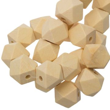 Blanke Houten Kralen Hexagon (16 mm) 25 stuks