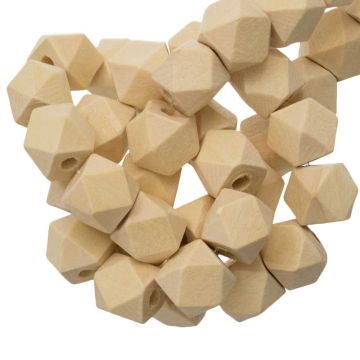 Blanke Houten Kralen Hexagon (12 mm) 25 stuks