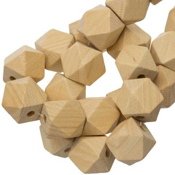 Blanke Houten Kralen Hexagon (20 x19 mm) 25 stuks