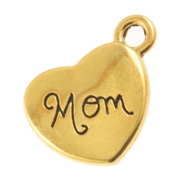 Bedel Hartje Mom (18 x 14 mm) Goud (10 stuks)